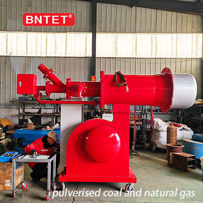 Dual fuel burner with pulverised coal and natural gas for 10t boiler